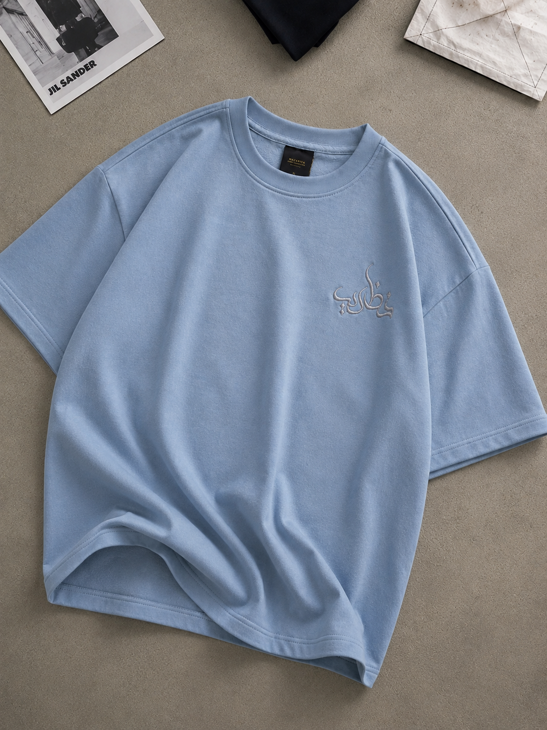 Nazariya Sky Blue Embroidered Tshirt